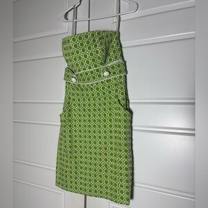 Shoshanna Green & White Retro strapless dress